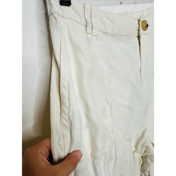 VINCE Women's White Linen Blend Wide Leg Loose Fit Cargo Pants Size 10 - Picture 7 of 16